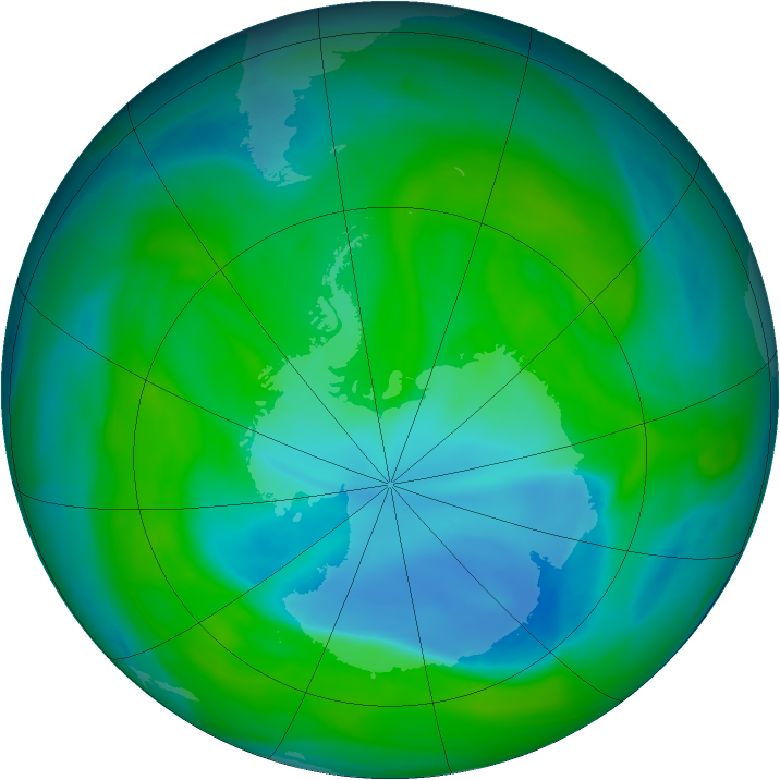 Antarctic ozone map for 18 December 2007